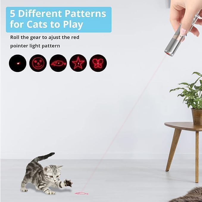 Cat Toy, 2 Pieces USB Rechargeable, Long Range 5 Modes, Interactive Kitten Toy for Indoor Cat and Dog - PAWPICO