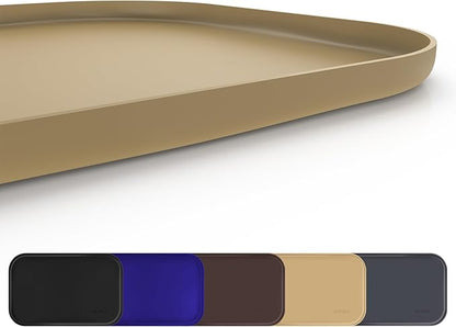 Silicone Pet Feeding Mat with Raised Edge, Dog Cat Bowl Mats for Food and Water, Pet Placemat for Floors Waterproof, 22” x 14” x 0.8” Beige - PAWPICO