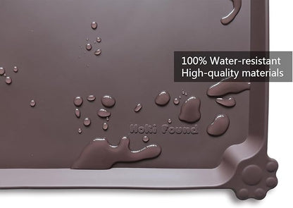 Hoki Found Silicone Pet Food Mats Tray - High-Lips Pet Dog Cat Bowl Mats - Dog Pet Cat Feeding Mat - Waterproof Dog Cat Food Mats -Pet Water Mats for Floors - Dark Oak - PAWPICO