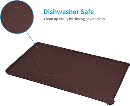 AUDWUD Silicone Waterproof Dog Cat Pet Feeding Mats,Anti Slip Pet Bowl Mats,Pet Feeding Mat, 24" x 16" - PAWPICO