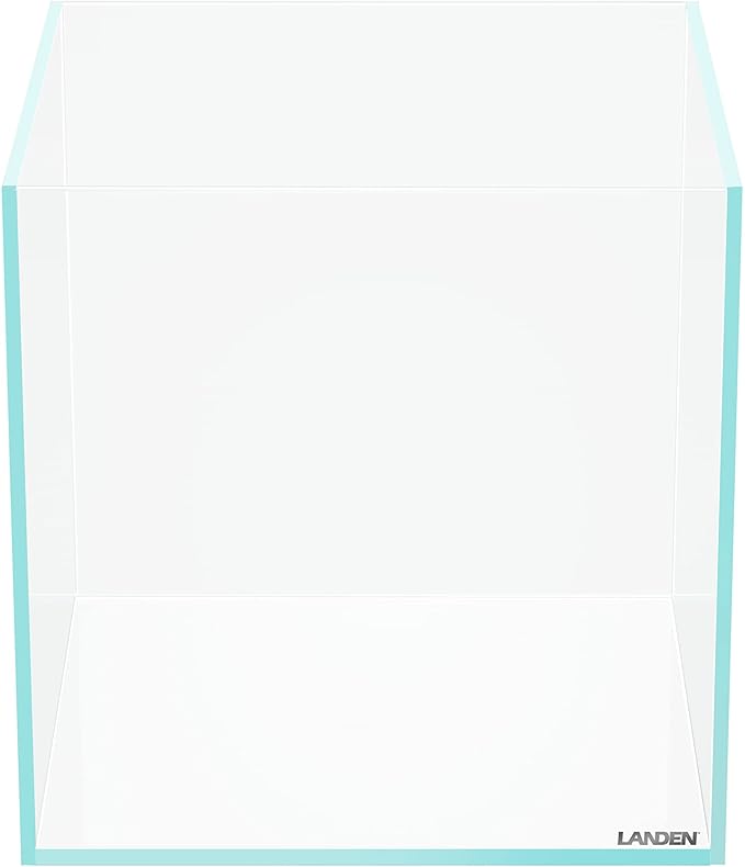 LANDEN 25C 3.7 Gallon Cube Rimless Low Iron Aquarium Tank, W9.84×D9.84×H9.84 in(25x25x25cm) 5mm Thickness with Nano Foam Leveling Mat Included Landen