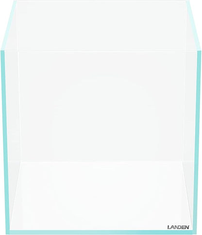LANDEN 25C 3.7 Gallon Cube Rimless Low Iron Aquarium Tank, W9.84×D9.84×H9.84 in(25x25x25cm) 5mm Thickness with Nano Foam Leveling Mat Included Landen