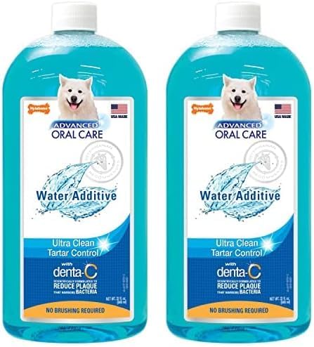 Nylabone Advanced Oral Care Dog Water Additive for Dental Care - Liquid Tartar Remover - Dog Breath Freshener & Teeth-Cleaning Liquid (32 oz.) (Pack of 2) Nylabone