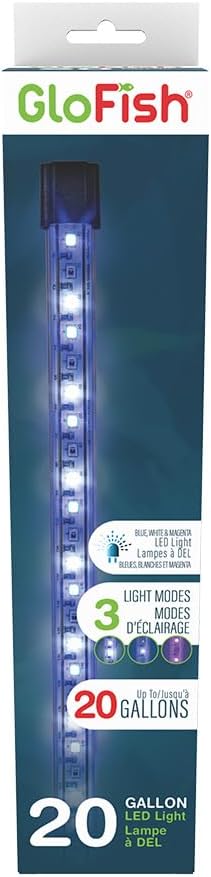 GloFish 10 Inch LED Light Stick - White, Blue and, Magenta Aquarium Lights - Tank Sizes Up to 20 Gallons GloFish