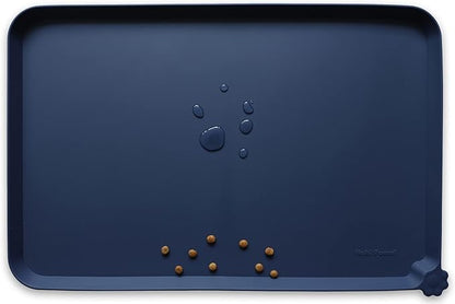 Hoki Found X-Large Silicone Pet Food Mats Tray - Non Slip Pet Dog Cat Bowl Mats Placemat - Dog Pet Cat Feeding Mat - Waterproof Dog Cat Food Mats -Pet Water Mats for Carpet - French Navy - PAWPICO