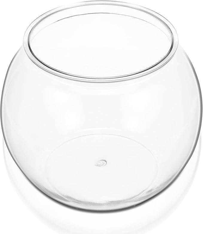 POPETPOP Plastic Aquarium Betta Fish Tank: Large Clear Fishbowl Goldfish Bowl - Tank Vase Pot Clear Bubble Planter with Break Resistant for Home décor Wedding Event Party 8.67 x 6.89 Inches POPETPOP