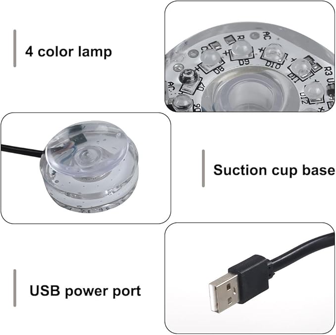 DONGKER LED Aquarium Light,Colorful Waterproof USB Fish Tank Lamp with Fixed Suction Cup Underwater Light for Aquariums Fish Tanks DONGKER