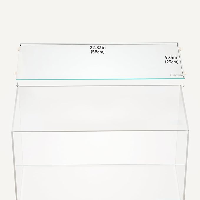 LANDEN 4mm Thick Clear Glass Aquarium Lid,Includes 4 Clips for Secure Placement, 580 x 230mm,(22.83x9.06 inches) for 583-585mm Inner Length Aquariums,Adapted to SD603036/SL603018 Landen