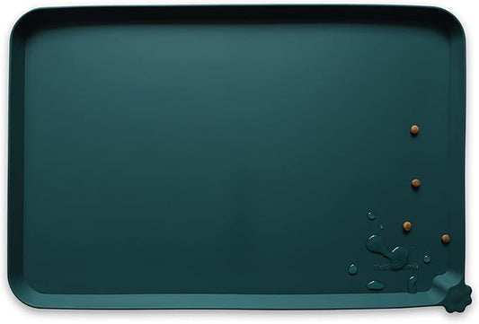 Hoki Found Silicone Pet Food Mats Tray - High-Lips Pet Dog Cat Bowl Mats - Dog Pet Cat Feeding Mat - Waterproof Dog Cat Food Mats -Pet Water Mats for Floors - Dark Cedar - PAWPICO