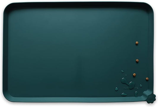 Hoki Found L Silicone Pet Food Mats Tray - Non Slip Pet Dog Cat Bowl Mats Placemat - Dog Pet Cat Feeding Mat - Waterproof Dog Cat Food Mats -Pet Water Mats for Carpet -Dark Cedar - PAWPICO