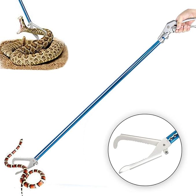60inch Snake Tong Reptile Grabber Rattle Snake Catcher Professional Aluminum Alloy Wide Jaw Handling Tool with Lock and Comfortable Grip Handle (Include Snake Bagging) PAWPICO