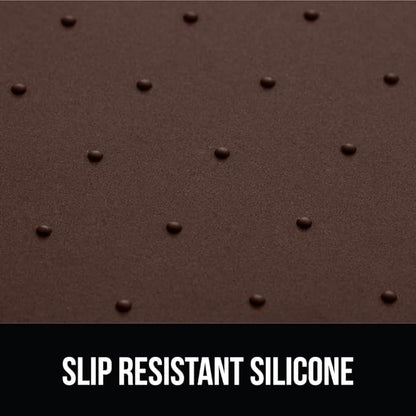 Gorilla Grip 100% Waterproof Raised Edge BPA Free Silicone Pet Feeding Mat, Dog Cat Food Mats Contain Spills Protects Floors, Placemats for Cats and Dogs Water Bowl, Pets Accessories 18.5x11.5 Brown - PAWPICO