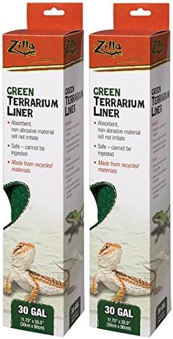 (2 Pack) Zilla Reptile Terrarium Bedding Substrate Liner, Green - 30 Gallon Zilla