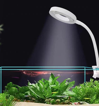 Small Aquarium Light Clip on Fish Tank Light LED USB Full Spectrum Light with Dimmer Multi-Color White+Blue+Red for 1-5 Gal Betta Tank (Adapter NoT Included, No Timer) PUEUTU