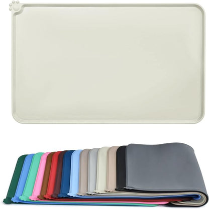 AUDWUD Silicone Waterproof Dog Cat Pet Feeding Mats,Anti Slip Pet Bowl Mats,Pet Feeding Mat, 34" x 23" - PAWPICO