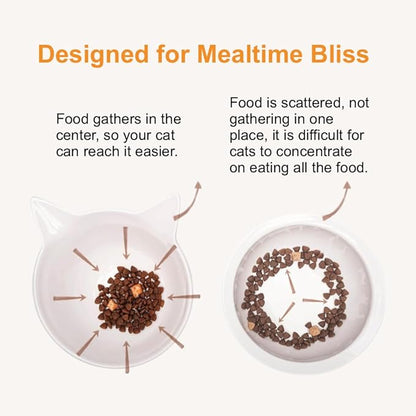 Ergonomic Cat Ceramic Bowls Stand for Food and Water, Small Dog, Anti Vomit, Indoor Cats, Elevated, Tilted Feeding Position, Full Bamboo Stand with Food Grade, Whisker Friendly Dish for Cats and Puppy - PAWPICO