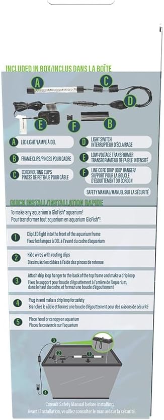 GloFish 6-Inch LED Light Stick for Fish Aquariums Up to 5 Gallons, 1 Count, with White and Blue LED Lights GloFish