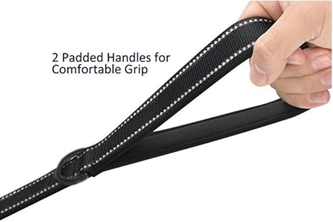 Dog Leash Heavy Duty - 2 Handles by Padded Traffic Handle for Extra Control, 6foot Long - Perfect for Medium to Large Dogs (6 ft, Black Blue) JEWOSTER