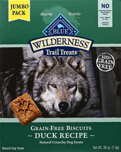 Blue Buffalo Wilderness Trail Treats High Protein Grain Free Dog Biscuits Crunchy Dog Treats, Duck Recipe, 36-oz Box - PAWPICO