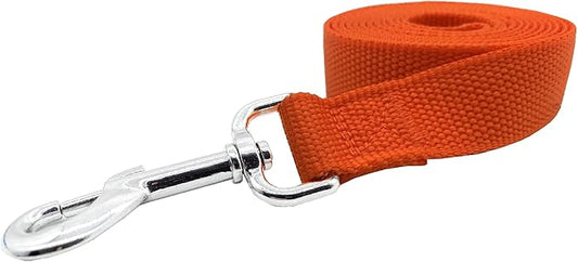 Nylon Dog Training Leash, Traction Rope, 4Ft /5 Foot /6 Feet Long, 5/8 inch 3/4 Inch 1 Inch Wide, for Small and Medium Dogs (1'' x 7 FT, Orange) TAIDA