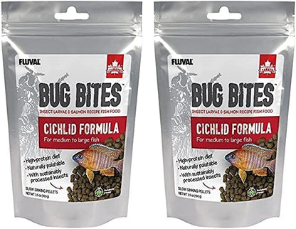 Fluval Bug Bites Cichlid Fish Food, Pellets for Medium to Large Sized Fish, 3.53 oz., A6581 (Pack of 2) Fluval