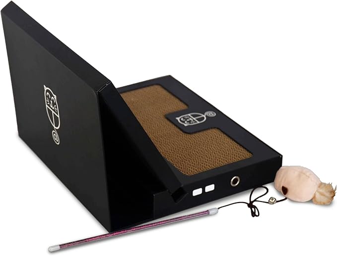 Toy Cat Laptop with 2 Scratchboards + Catnip Mouse Toy for Cats + 50pack Cat Sticker - Interactive Eco-Friendly Cat Computer with Scratch Pad Laptop for Cats - Mini Cat Laptop - PAWPICO
