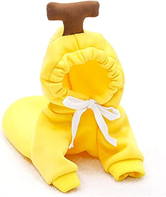 Warm Dog Winter Clothes Cute Fruit Dog Coat Hoodies Fleece Pet Dogs Costume Jacket for French Bulldog Chihuahua Ropa para Perro(Yellow,M) - PAWPICO