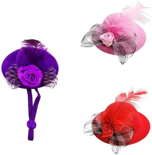 3Pcs Chicken Hats for Hen Small Helmets for Real Chicken Pet Chicken Top Hat with Adjustable Elastic Chin Strap Chicken Accessories Halloween Animal Costumes Hat for Bird, Purple Red Pink, LXLVOUEG LXLVOUEG