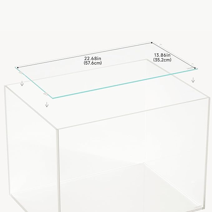 LANDEN 4mm Thick Clear Glass Aquarium Lid,Includes 4 Clips for Secure Placement, 576 x 352mm(22.68x13.86 inches) for 584-588 mm Inner Length Aquariums,Adapted to LANDEN SD604545,RF604540 Landen
