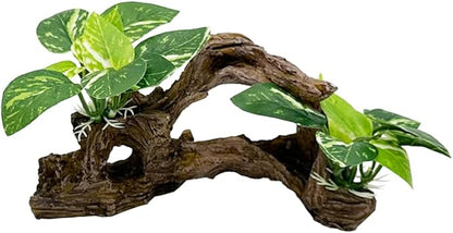 Smoothedo-Pets Fish Tank Decorations Aquarium Decor Ornaments Betta Silk Leaf pad Hammock Artifical Driftwood Cave Goldfish Bowl Accessories (Type-E) EnvironmentFriendlyArtificialPlasticPlantAquariumDecoration