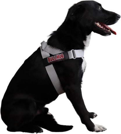 BULLHUG Harness – Made for Larger Chested Dogs Like English Bulldogs, French Bulldogs, Pugs & More. Stops Dogs from Pulling & Choking on Walks (Silver, Large) BULLHUG