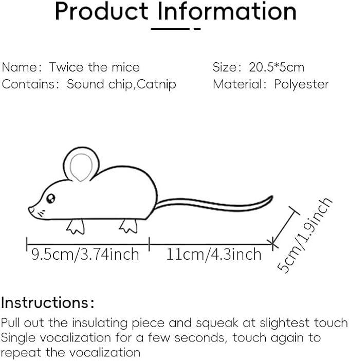 Cat Mice Toys Catnip Indoor Toy Interactive Kitten Toy for All Breeds Cats Lifelike Mouse Sound Realistic Mouse 2 Pack (2 Pack Mouse), Small - PAWPICO