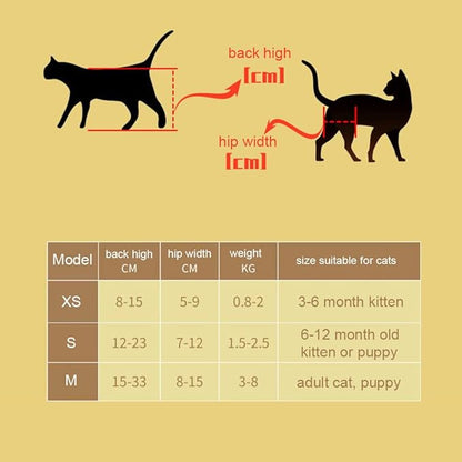 Cat Wheelchair Adjustable 2 Wheels Pet Wheelchair Lightweight Cat Barrier Wheels for Rehabilitation Aid for The Back Legs of Aging, Disabled, Injured, Arthritis, Weak Cats/Pets (XS) PAWPICO