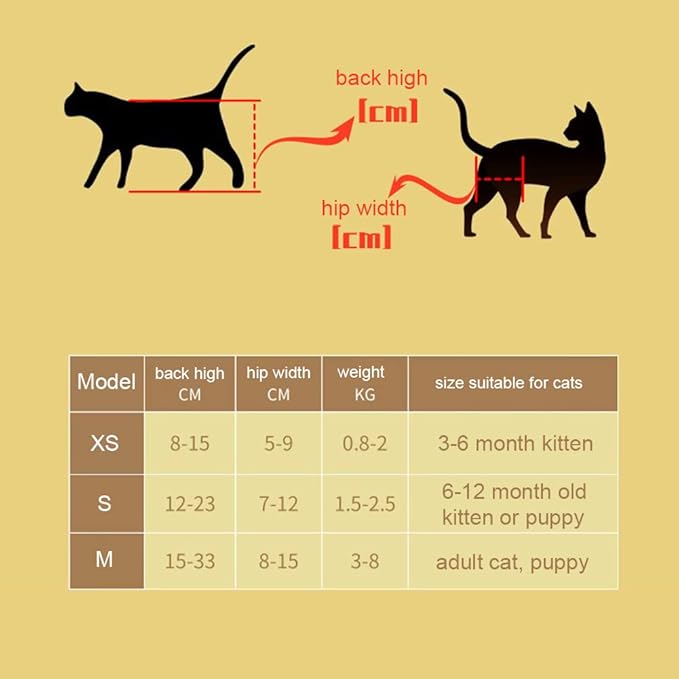 Cat Wheelchair Adjustable 2 Wheels Pet Wheelchair Lightweight Cat Barrier Wheels for Rehabilitation Aid for The Back Legs of Aging, Disabled, Injured, Arthritis, Weak Cats/Pets (M) PAWPICO