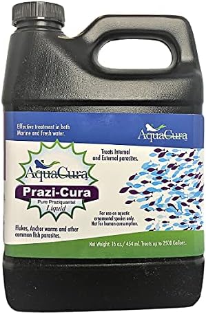 Prazi-Cura Liquid - Safest, Most Effective Parasite Treatment for Koi, and Aquarium Fish! Treats up to 2500 gallons. AquaCura