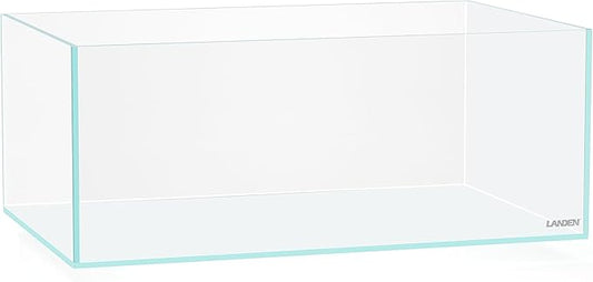 LANEDN 45S 5.4 Gal Shallow Tank, Shallow Fish Tank, Rimless Low Iron Tank W17.7×D11×H7.1 in(45x28x18cm); 5mm Thickness Aquascape Fish Tank, Black Leveling Mat Included Landen