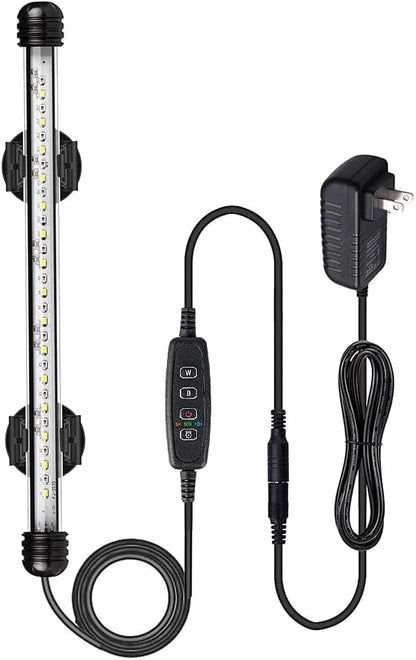 VARMHUS Submersible LED Aquarium Light,Fish Tank Light with Timer Auto On/Off Dimming Function,3 Light Modes Dimmable White-Blue,10 Brightness Levels Optional&3 Levels of timed Loop Function 11.5'' VARMHUS