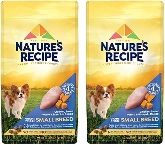Nature′s Recipe Grain Free Small Breed Chicken, Sweet Potato & Pumpkin Recipe Dry Dog Food, 4 lb. Bag (Pack of 2) - PAWPICO