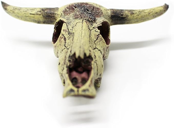 Leoyoubei Aquarium Decoration, Fish Tank Small Skull,Fish Turtle Hidden, Bonsai beautification. Cave Landscape Pet Reptile House Shrimps & Snails Love Them (Cattle Skull) Leoyoubei