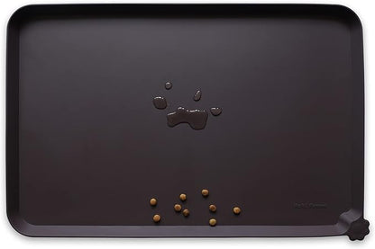 Hoki Found Silicone Pet Food Mats Tray - High-Lips Pet Dog Cat Bowl Mats - Dog Pet Cat Feeding Mat - Waterproof Dog Cat Food Mats -Pet Water Mats for Floors - Dark Oak - PAWPICO