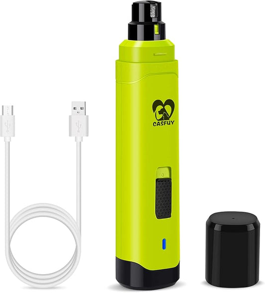Casfuy Dog Nail Grinder Upgraded - Professional 2-Speed Electric Rechargeable Pet Nail Trimmer Painless Paws Grooming & Smoothing for Small Medium Large Dogs & Cats (Green) - PAWPICO
