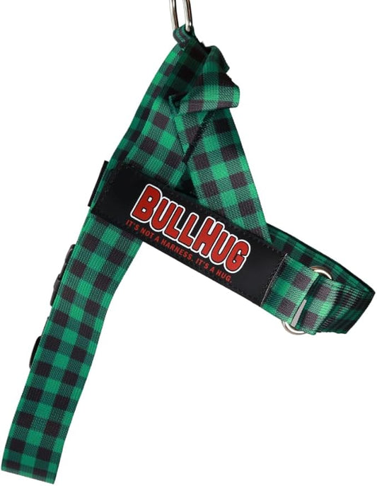 BULLHUG Harness – Made for Larger Chested Dogs Like English Bulldogs, French Bulldogs, Pugs & More. Stops Dogs from Pulling & Choking on Walks (Green Buffalo, XL) BULLHUG