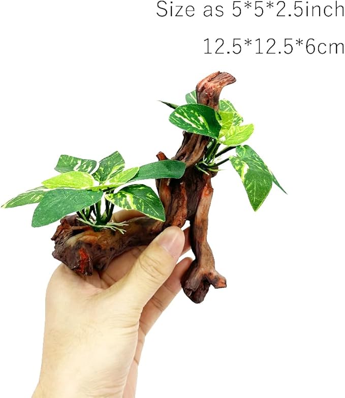 Smoothedo-Pets Fish Tank Decor Aquarium Decorations 5inch Mini Tree Ornaments Betta Silk Leaf pad Hammock Artifical Driftwood Cave Goldfish Bowl Accessories (Type-F) EnvironmentFriendlyArtificialPlasticPlantAquariumDecoration
