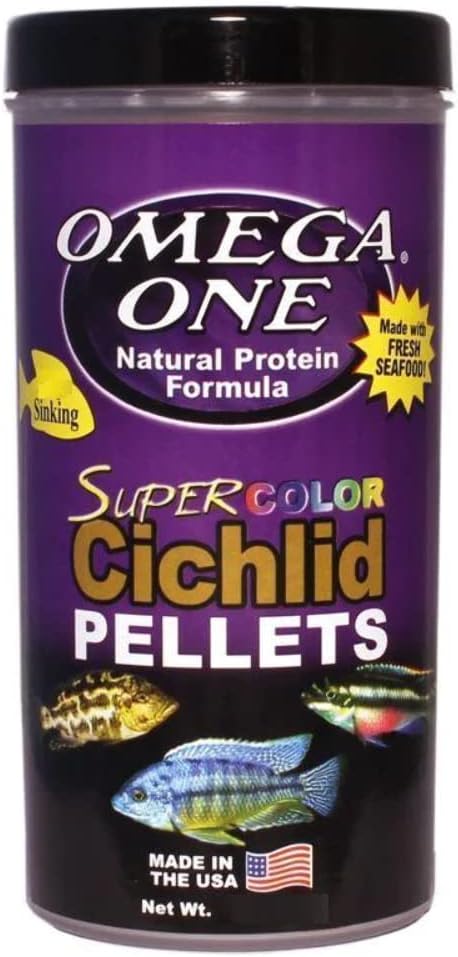 Omega One Super Color Sinking Cichlid Pellets, 2mm Large Pellets, 20 oz OmegaProductsCorporation