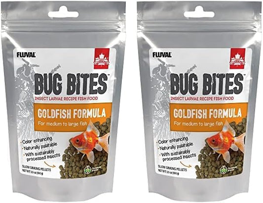 Fluval Bug Bites Goldfish Fish Food, Pellets for Medium to Large Sized Fish, 3.53 oz, A6584 (Pack of 2) Fluval