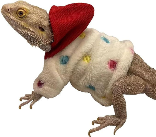 Lizard Clothes for Bearded Dragons Reptile Apparel Handmade Cotton Material Hoodies Gift for Lizard Small Animal Gecko Chameleon(Dot Pattern) HOKABLE