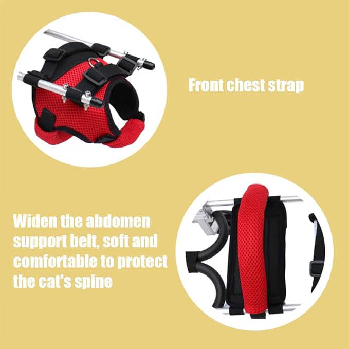 Cat Wheelchair Adjustable 2 Wheels Pet Wheelchair Lightweight Cat Barrier Wheels for Rehabilitation Aid for The Back Legs of Aging, Disabled, Injured, Arthritis, Weak Cats/Pets (M) PAWPICO