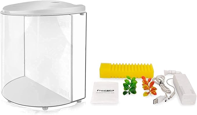 Small Fish Tank 1.2 Gallon Betta Fish Tank with Filter and Light for Shrimp, Jellyfish, Goldfish, Aquarium Starter Kit for Home, Office, Room, Decorative Desktop Yochaqute