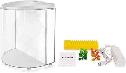 Small Fish Tank 1.2 Gallon Betta Fish Tank with Filter and Light for Shrimp, Jellyfish, Goldfish, Aquarium Starter Kit for Home, Office, Room, Decorative Desktop Yochaqute