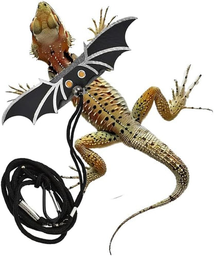 Bearded Dragon Leash - 3 Sizes Pack Reptile Outing Leather Wing Harness for Bearded Dragon Lizard Reptiles (Silvery) HOKABLE